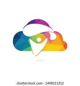 Skydiver with parachute and cloud icon vector logo design. Modern skydiver with parachute icon.