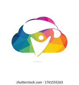 Skydiver with parachute and cloud icon vector logo design. Modern skydiver with parachute icon.
