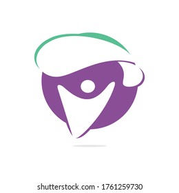Skydiver with parachute vector logo design. Modern skydiver with parachute icon.