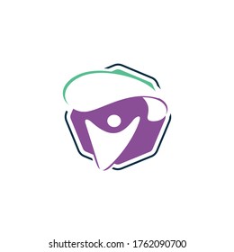 Skydiver with parachute vector logo design. Modern skydiver with parachute icon.