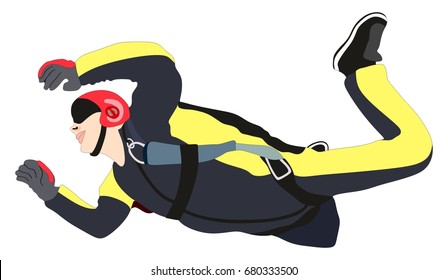 Skydiver, der Skydiving im Himmel macht, fliegt durch das Konzept der Luftfreiheit