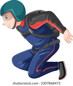 Skydiver in Ready Pose with Parachute Backpack illustration