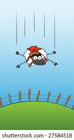 Skydiver sheep - vector.