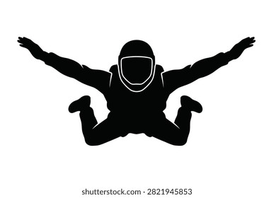Skydiver Silhouette in Freefall Position with Helmet