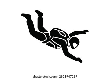 Skydiver Silhouette in Freefall Position with Helmet