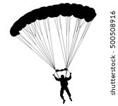 Skydiver, silhouettes parachuting vector illustration