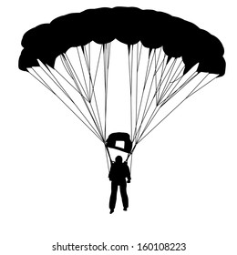 Skydiver, silhouettes parachuting vector illustration