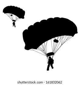 Airplane Skydivers Vector Silhouettes Isolated On Stock Vector (Royalty ...