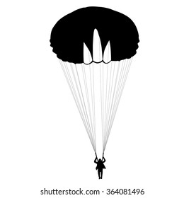 Skydiver, silhouettes parachuting vector illustration