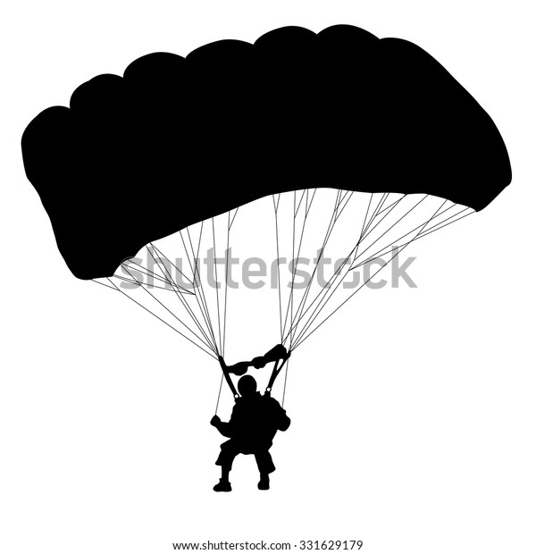 Skydiver Silhouettes Parachuting Vector Illustration Stock Vector ...