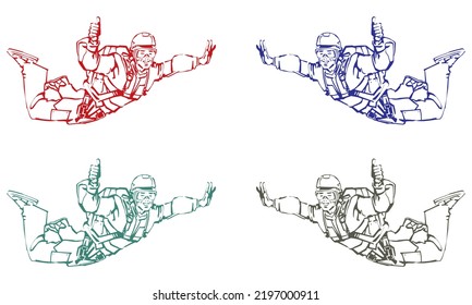 Skydiver Vector Illustration. Illustration Of Parachutist
