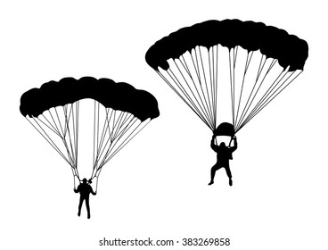 Skydivers. collection of vector illustrations