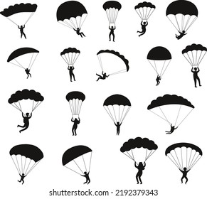 skydivers umping dangerous sports sky jumpers parachutists Collections Silhouettes