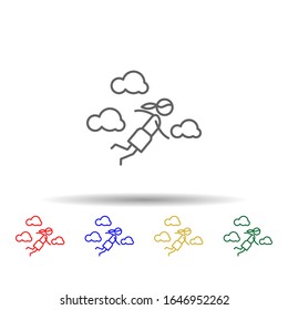 Skydiving, adventure multi color style icon. Simple thin line, outline vector of Adventure icons for ui and ux, website or mobile application