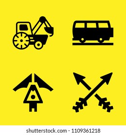 skydiving, arrows, loader and van vector icon set. Sample icons set for web and graphic design