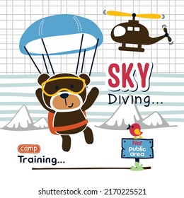 Skydiving Bear Funny Animal Cartoon