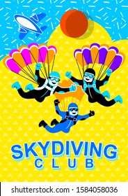 Skydiving club vector design for poster and banner