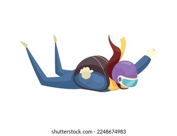 Skydiving composition with isolated human character into extreme sports on blank background vector illustration