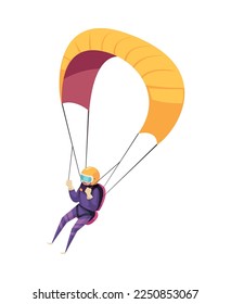 Skydiving composition with isolated human character into extreme sports on blank background vector illustration