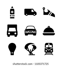 skydiving, eating, leg and heat icons in Travel vector set. Graphics for web and design