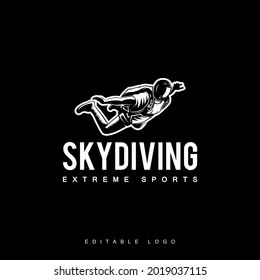 diseño del logo deportivo extremo de skydiving