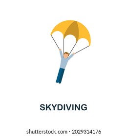 Skydiving icon. Flat sign element from extreme sport collection. Creative Skydiving icon for web design, templates, infographics and more