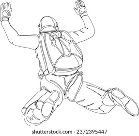 Skydiving Illustration: High-Flying Adventure Artwork, Extreme Sport Art: Skydiving Drawing in Vector, Thrilling Skydiving Scene: Detailed Drawing Image