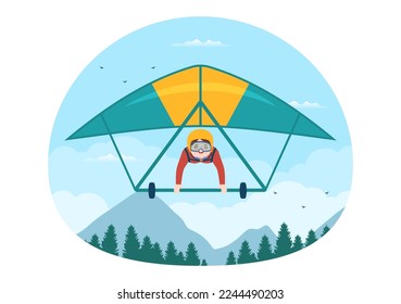 Skydiving Illustration with Skydivers use Parachute and Sky Jump for Outdoor Activities in Flat Extreme Sport Cartoon Hand Drawn Templates