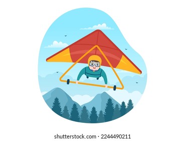 Skydiving Illustration with Skydivers use Parachute and Sky Jump for Outdoor Activities in Flat Extreme Sport Cartoon Hand Drawn Templates