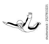 Skydiving jumping hand drawn illustration vector