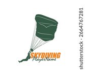 Skydiving logo design vector. Silhouette Skydiving Player Template Illustration