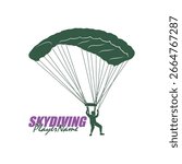 Skydiving logo design vector. Silhouette Skydiving Player Template Illustration
