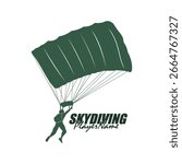 Skydiving logo design vector. Silhouette Skydiving Player Template Illustration