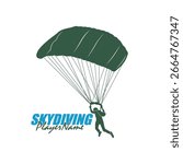 Skydiving logo design vector. Silhouette Skydiving Player Template Illustration