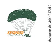 Skydiving logo design vector. Silhouette Skydiving Player Template Illustration