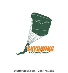 Skydiving Logo Design Vektor. Silhouette Skydiving Player Vorlagengrafik