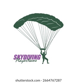 Skydiving Logo Design Vektor. Silhouette Skydiving Player Vorlagengrafik