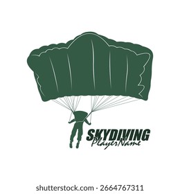 Skydiving logo design vector. Silhouette Skydiving Player Template Illustration