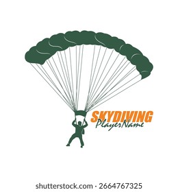 Skydiving Logo Design Vektor. Silhouette Skydiving Player Vorlagengrafik