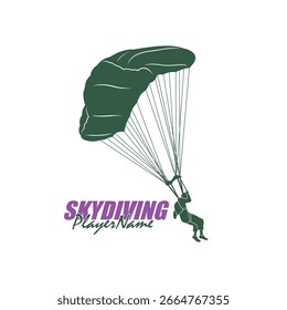 Skydiving logo design vector. Silhouette Skydiving Player Template Illustration