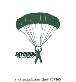 Skydiving Logo Design Vektor. Silhouette Skydiving Player Vorlagengrafik