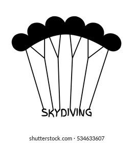 Skydiving logo in flat style. Black extreme sport parachuting emblem.