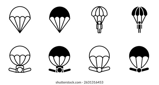 skydiving, parachute, parachuting, skydive icon set