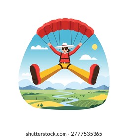 Skydiving Parachute Thrill Experience vector illustration Eps file