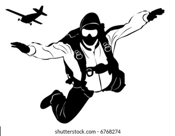 skydiving and plane vector