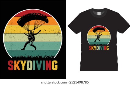 Skydiving, Retro vintage Skydiving Sunset Airplane Skydive Parachute Jump T-Shirt Design..skydrive Lovers best t- shirts design ready for benner,poster,pod any print,item