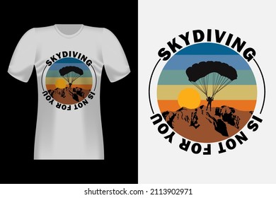 Skydiving With Silhouette Vintage Retro T-Shirt Design