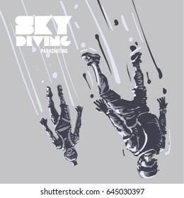 Skydiving. Sketch style