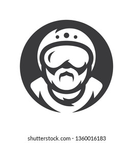 Skydiving. Skydiver athlete Vector silhouette sign.