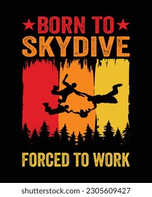 skydiving t-shirt design, t shirt design, design, retro design, skydiving, illustration,